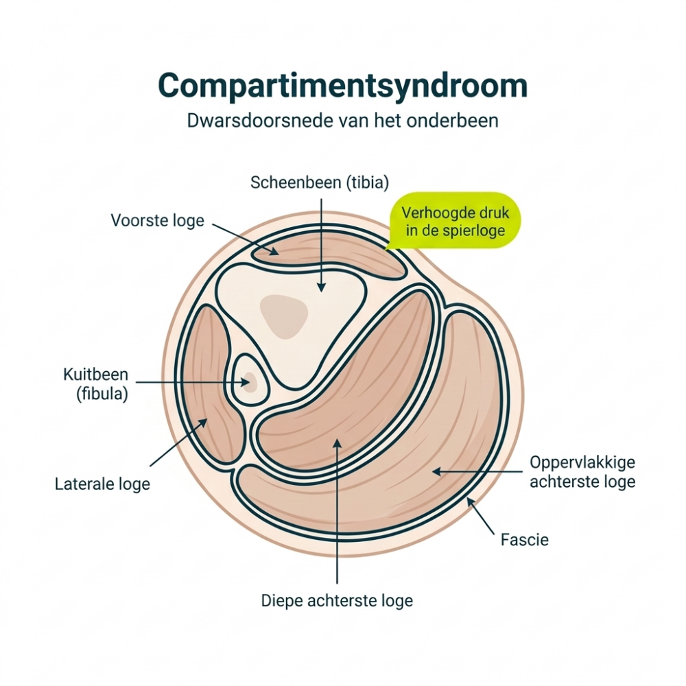 Dwarsdoorsnede onderbeen compartimentsyndroom