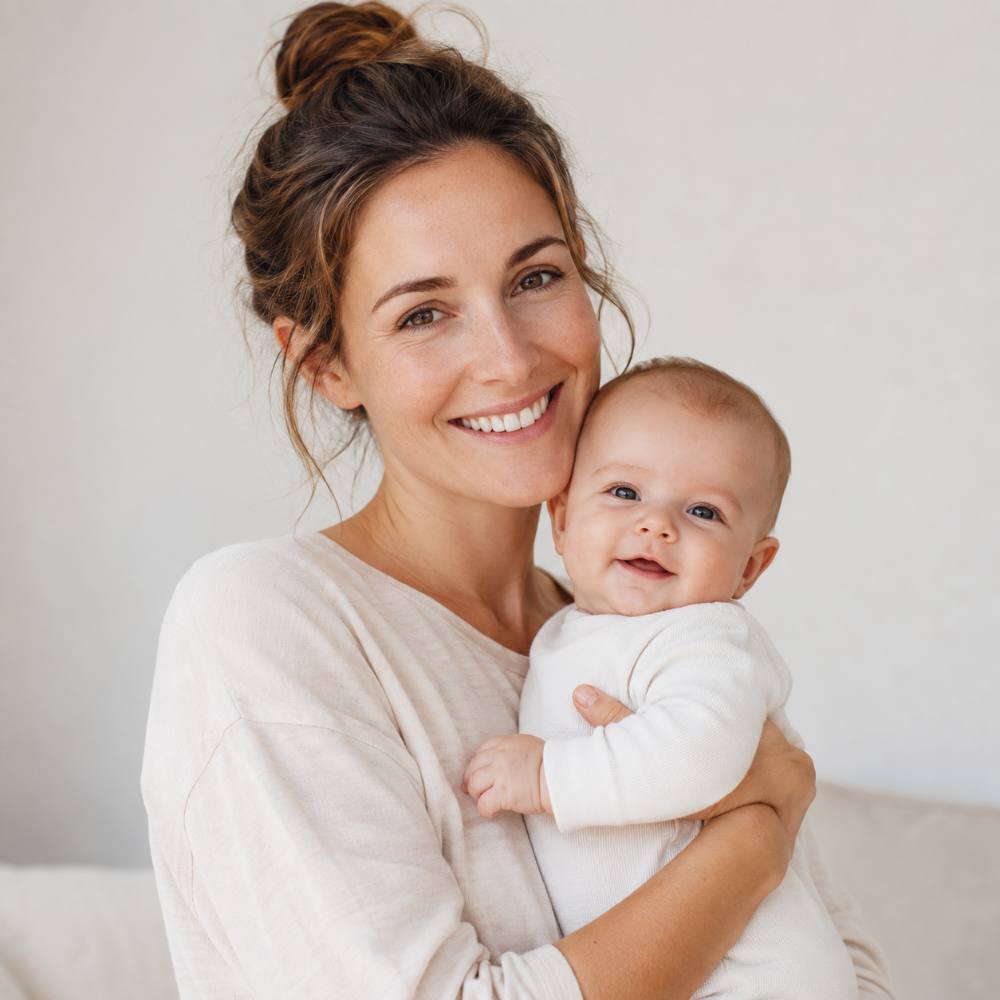 Blije moeder met haar baby - ervaringsverhaal Spine Clinics