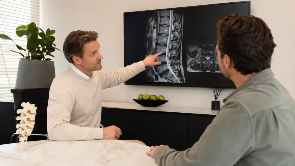 Arts bespreekt een MRI-scan met een patiënt