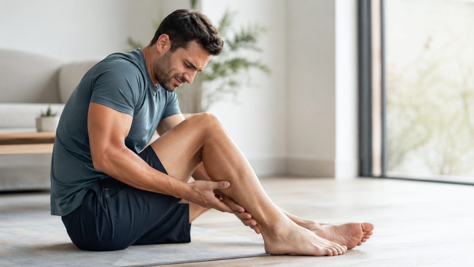 Sporter houdt de pijnlijke achillespees vast na een peesblessure – Spine Clinics, klacht peesletsel