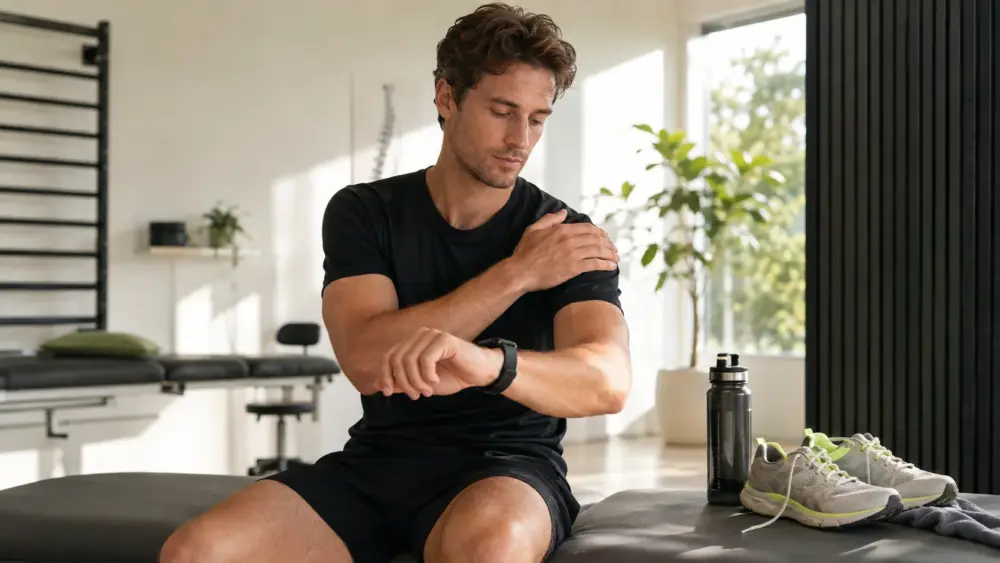 Sporter bekijkt herstelgegevens op een smartwatch