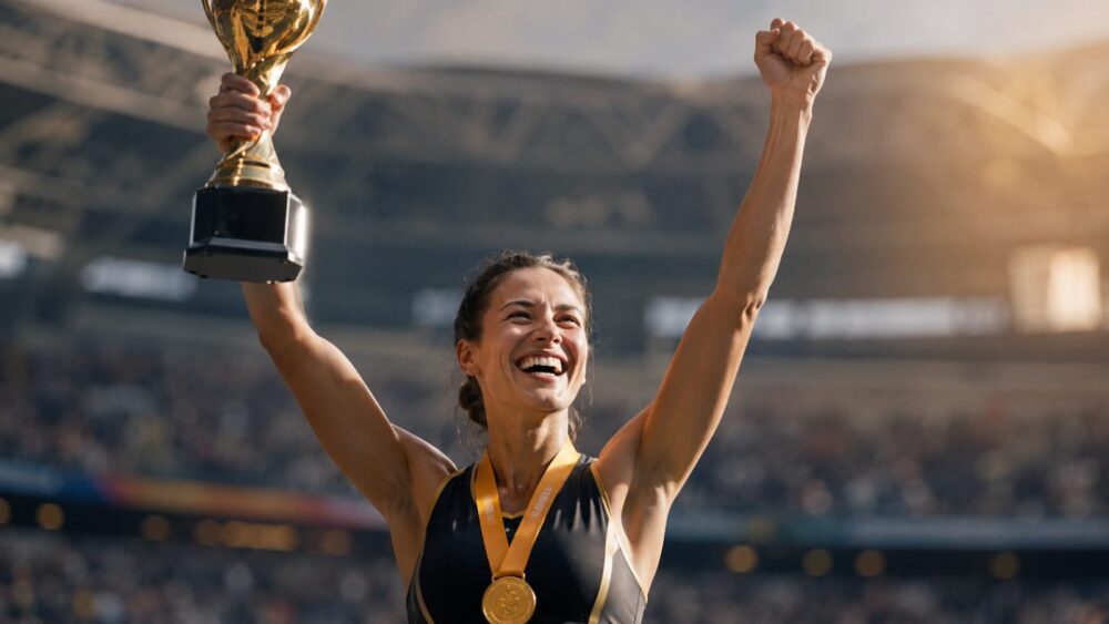 Topsporter viert overwinning met trofee en gouden medaille – Spine Clinics topsport-expertisecentrum